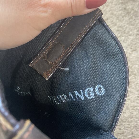 Durango Men Brown Western Cowboy Leather Slouch Almond Toe Boots Size 10 D - Picture 12 of 13